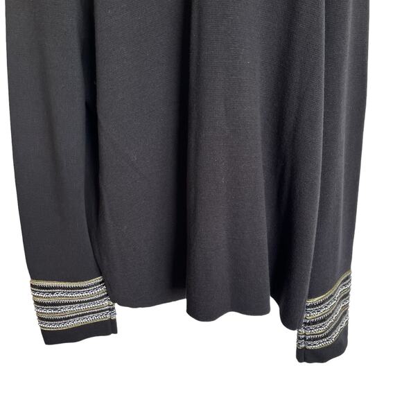 Chico's Cardigan Sweater Heidi Size L/XL Black Heidi Embellished Beaded Military - Picture 9 of 16